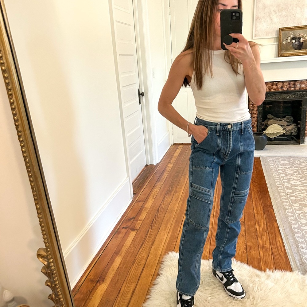 Agolde Blue Straight Leg Jeans Vintage-Inspired Rigid Denim